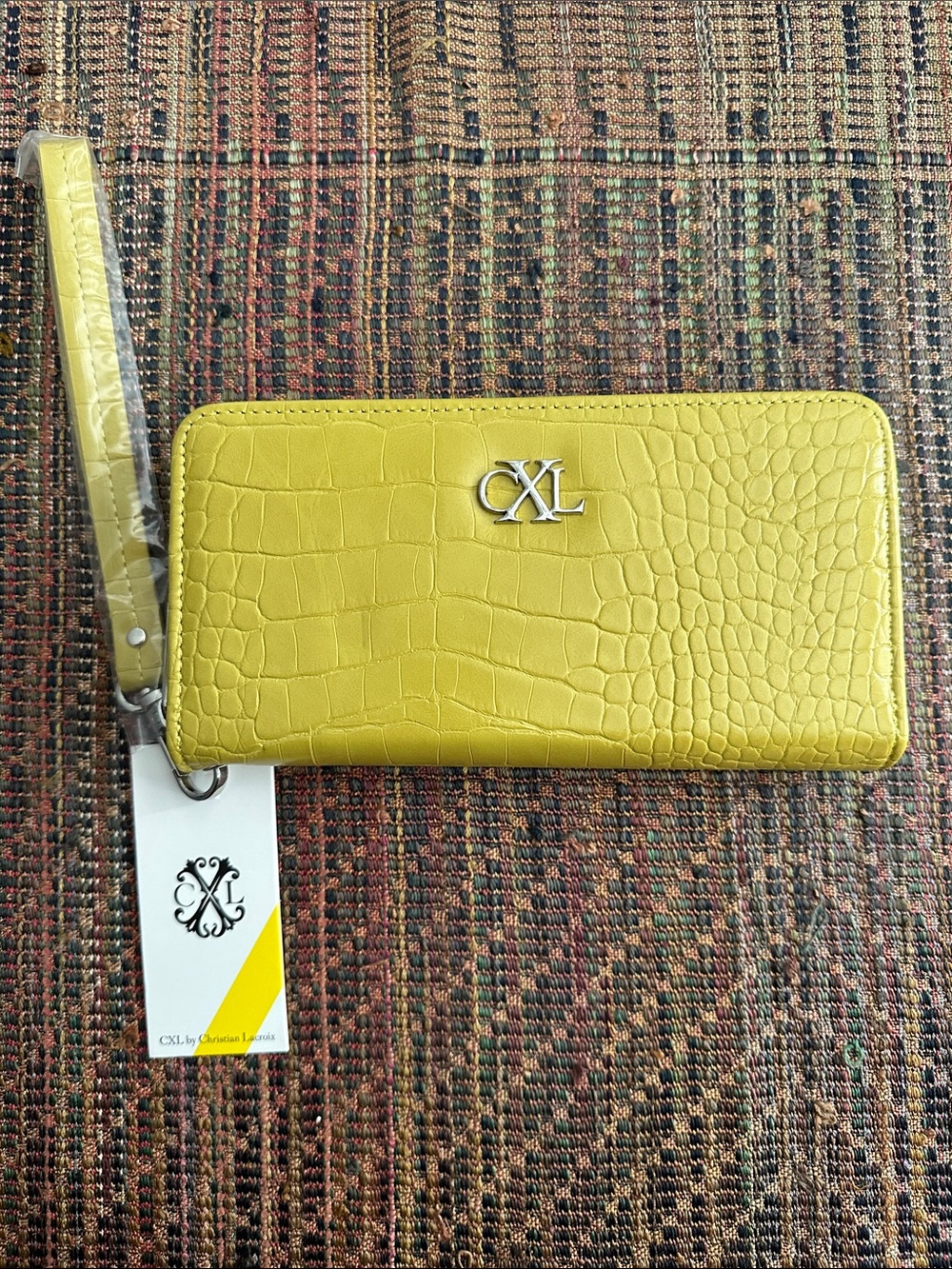 CXL by Christian Lacroix Kara Croco Zip Around Wristlet Wallet Moss NWT